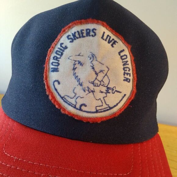 Vintage New Era Nordic Skiers Live Longer Patch Snap Back Trucker Hat - Picture 2 of 9
